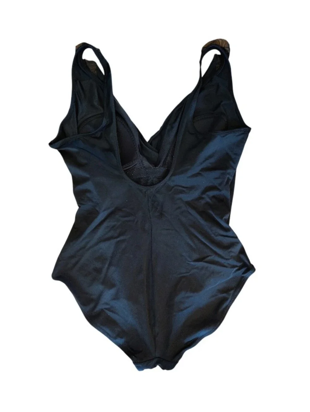 Great‎ Lengths Black Ruffled VNeck Wrap One Piece Tank Swimsuit SZ 16 Plus